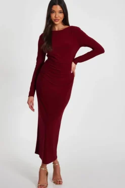 Bodycon Dresses*Quiz Ruched Midaxi Dress Wine