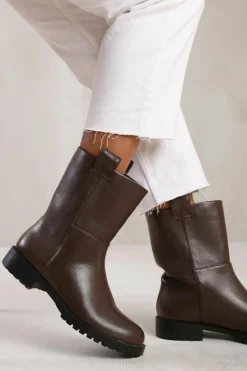 All Boots|Boots*Where's That From Winter' Mid Calf Boot With Stitching Detail Brown