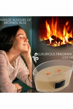 Candles & Diffusers|Candles*Deco Express Woodwick Candles - Log Fire Beige