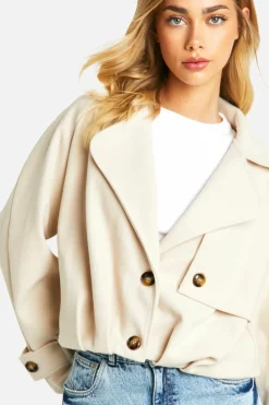 Up To 80% Off Winter Warmers|Wool Look Coats*boohoo Wool Look Cropped Jacket stone