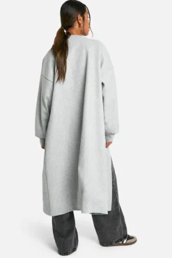 Up To 80% Off Winter Warmers|Bomber Jackets*boohoo Wool Look Maxi Bomber Jacket grey marl
