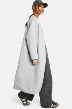 Up To 80% Off Winter Warmers|Bomber Jackets*boohoo Wool Look Maxi Bomber Jacket grey marl