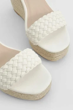 Wedges|Heels*boohoo Woven 2 Part Wedge white
