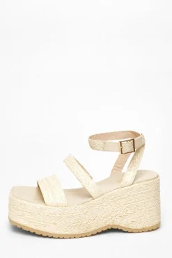 Sandals*Quiz Woven Chunky Platform Wedges Off White