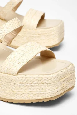 Sandals*Quiz Woven Chunky Platform Wedges Off White
