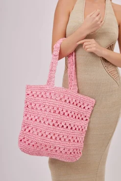 Woven Bags*My Accessories London Woven Crochet Tote Pink
