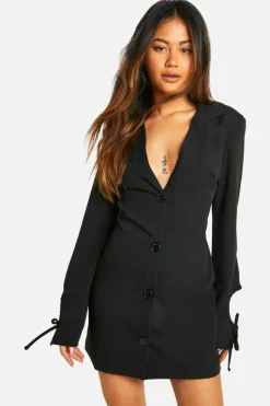 Blazer Dresses*boohoo Woven Cut Out Cross Back Blazer Dress black