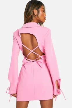 Blazer Dresses*boohoo Woven Cut Out Cross Back Blazer Dress bubblegum