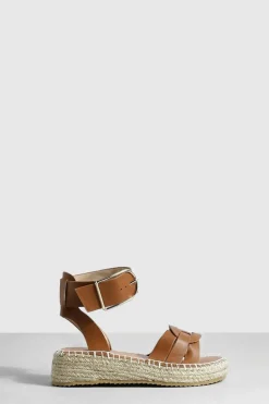 Flats|Sandals*boohoo Woven Detail 2 Part Flatforms tan