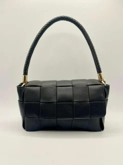 Shoulder Bags*SVNX Woven Faux Leather Shoulder Bag in Black