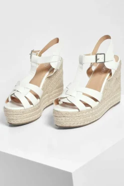 Wedges|Sandals*boohoo Woven Front Espadrille Wedge white