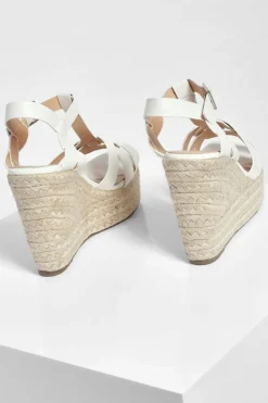 Wedges|Sandals*boohoo Woven Front Espadrille Wedge white