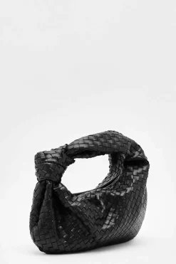 Woven Bags|Handbags*boohoo Woven Knot Handle Bag black