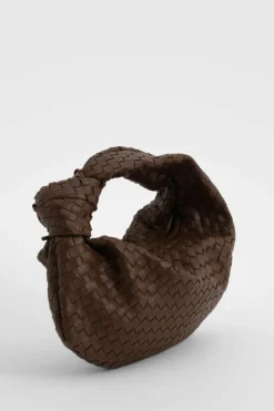 Woven Bags|Handbags*boohoo Woven Knot Handle Bag chocolate