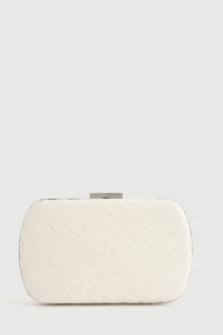 Woven Bags|Handbags*boohoo Woven Leather Look Clutch Bag white
