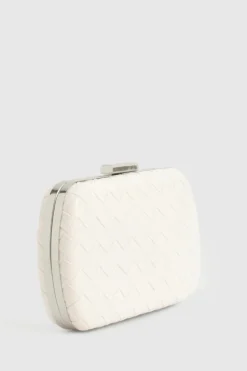 Woven Bags|Handbags*boohoo Woven Leather Look Clutch Bag white