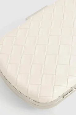 Woven Bags|Handbags*boohoo Woven Leather Look Clutch Bag white