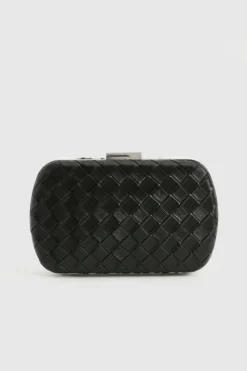 Woven Bags|Handbags*boohoo Woven Leather Look Clutch Bag black