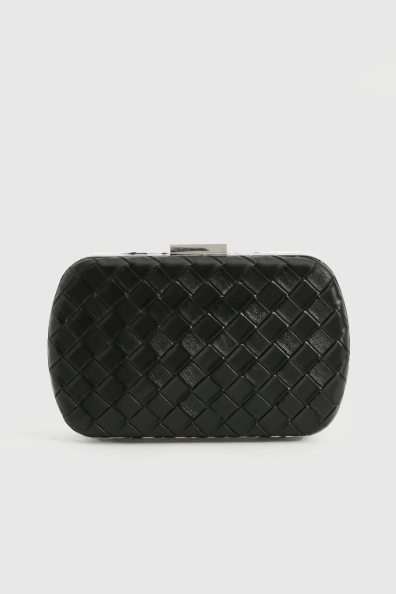 Woven Bags|Handbags*boohoo Woven Leather Look Clutch Bag black
