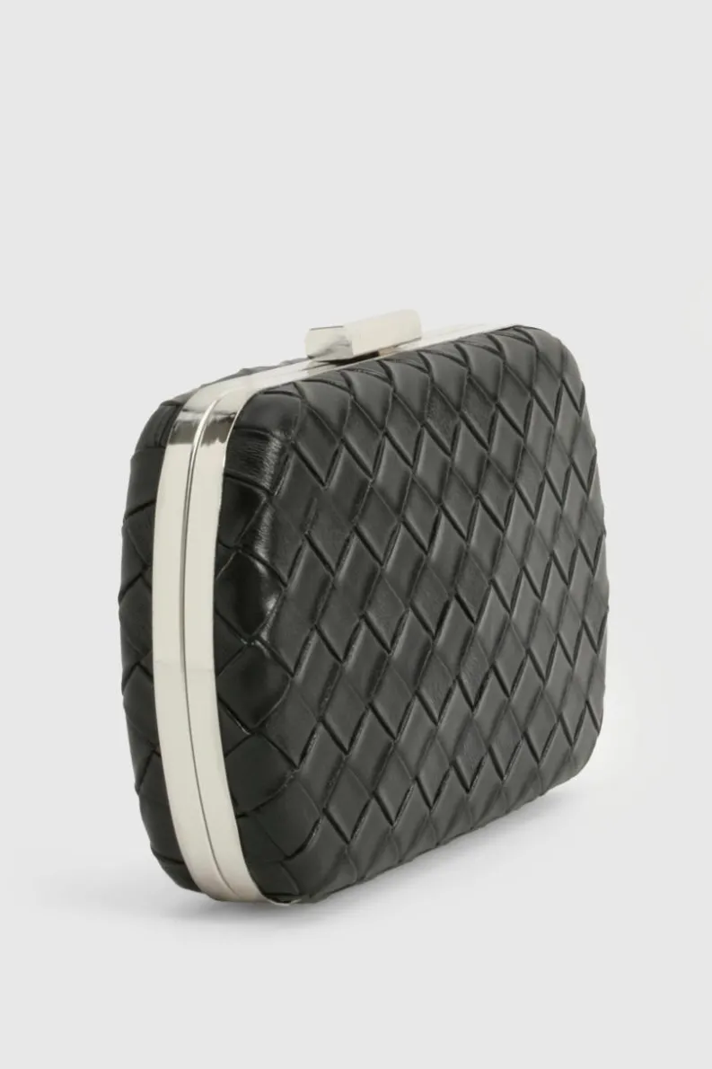 Woven Bags|Handbags*boohoo Woven Leather Look Clutch Bag black