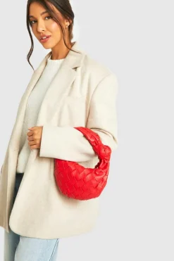 Woven Bags|Handbags*boohoo Woven Leather Look Mini Grab Bag red