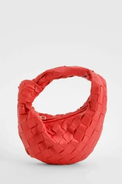 Woven Bags|Handbags*boohoo Woven Leather Look Mini Grab Bag red