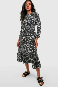Midi Dresses*boohoo Woven Mixed Polka Dot Dress black
