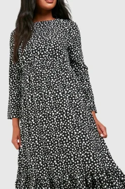 Midi Dresses*boohoo Woven Mixed Polka Dot Dress black