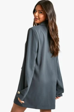 Blazer Dresses|Mini Dresses*boohoo Woven Pocket Front Oversized Blazer Dress charcoal