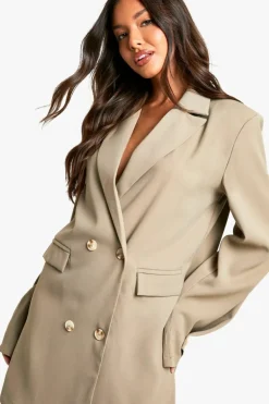 Blazer Dresses|Mini Dresses*boohoo Woven Pocket Front Oversized Blazer Dress taupe