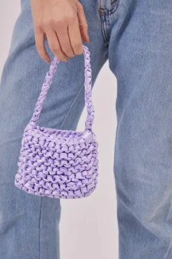 Woven Bags*My Accessories London Woven Satin Mini Bag in Lilac