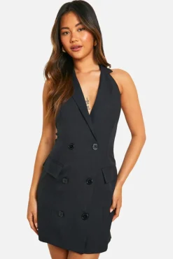 Blazer Dresses*boohoo Woven Sleeveless Blazer Dress black
