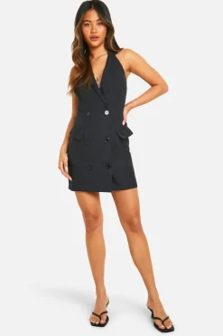 Blazer Dresses*boohoo Woven Sleeveless Blazer Dress black