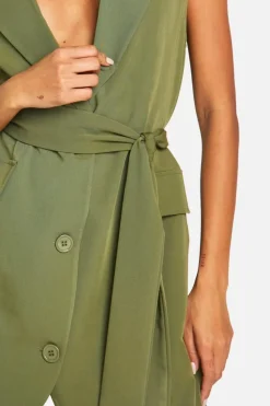 Blazer Dresses*boohoo Woven Sleeveless Blazer Dress khaki