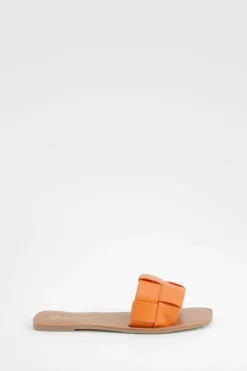 Sandals*boohoo Woven Slip On Flat Sandals orange