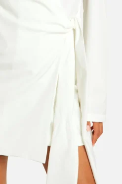 Blazer Dresses|Wrap Dresses*boohoo Woven Wrap Detail Blazer Dress white
