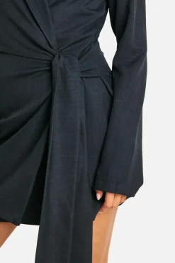 Blazer Dresses|Wrap Dresses*boohoo Woven Wrap Detail Blazer Dress black