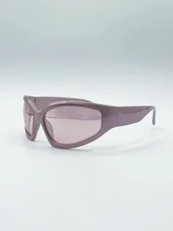Sunglasses*SVNX Wrap Around Sunglasses in Pearlized Pink