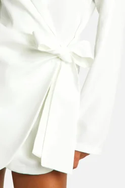 Blazer Dresses|Wrap Dresses*boohoo Wrap Drape Front Tailored Blazer Dress ivory