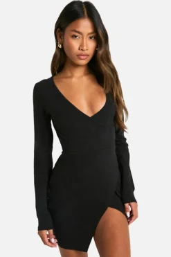 Wrap Dresses*boohoo Wrap Front Mini Dress black