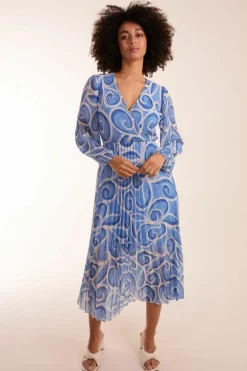 Wrap Dresses*Blue Vanilla Wrap Pleated Dress Blue