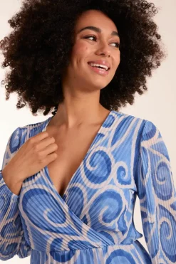Wrap Dresses*Blue Vanilla Wrap Pleated Dress Blue