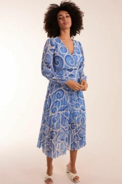 Wrap Dresses*Blue Vanilla Wrap Pleated Dress Blue