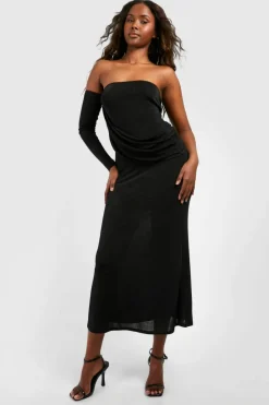 Wrap Dresses|Bodycon Dresses*boohoo Wrap Ruched Acetate Slinky Maxi Dress black