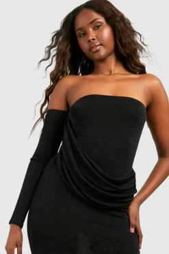 Wrap Dresses|Bodycon Dresses*boohoo Wrap Ruched Acetate Slinky Maxi Dress black