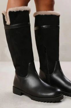 All Boots|Boots*Where's That From Wynter' Knee High Boots With Fur Trim And Lining Black