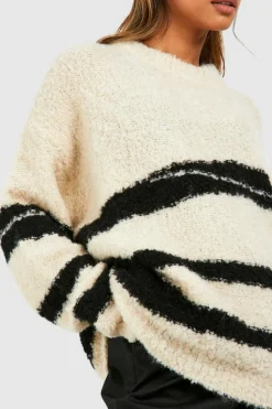 Oversized Jumpers|Jumpers*boohoo Zebra Boucle Oversized Jumper ecru