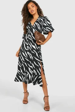 Wrap Dresses*boohoo Zebra Wrap Midaxi Dress black