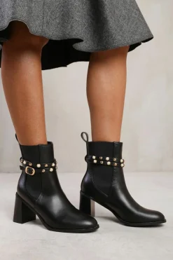 Ankle Boots*Where's That From Zelda' Ankle Boot With Pearl And Stud Detailing Black