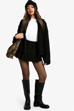 Cardigans*boohoo Zip Through Chunky Knitted Cardigan black